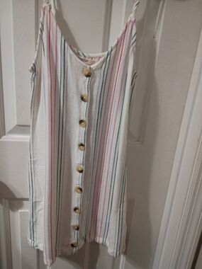 Rip Curl White Mini Dress with Pink and Blue Stripes